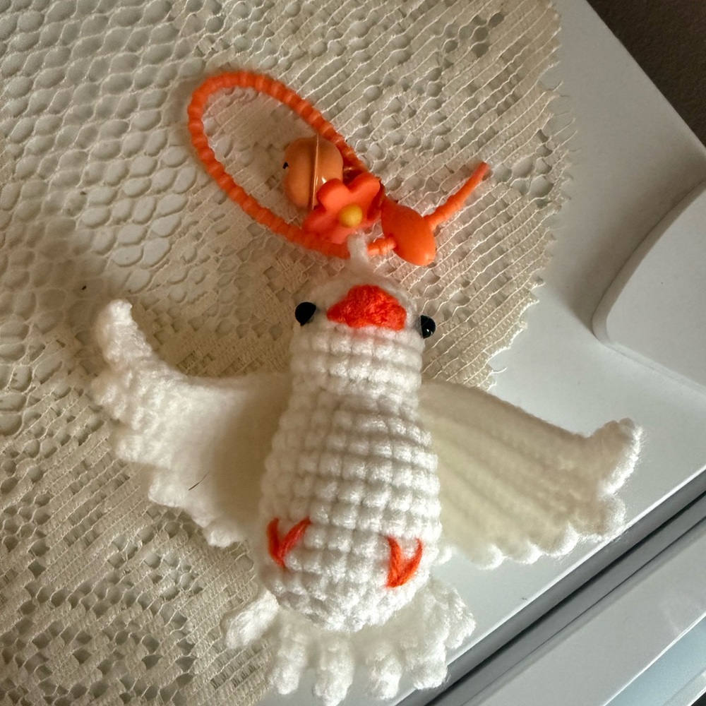 White and Orange Bird keychain
